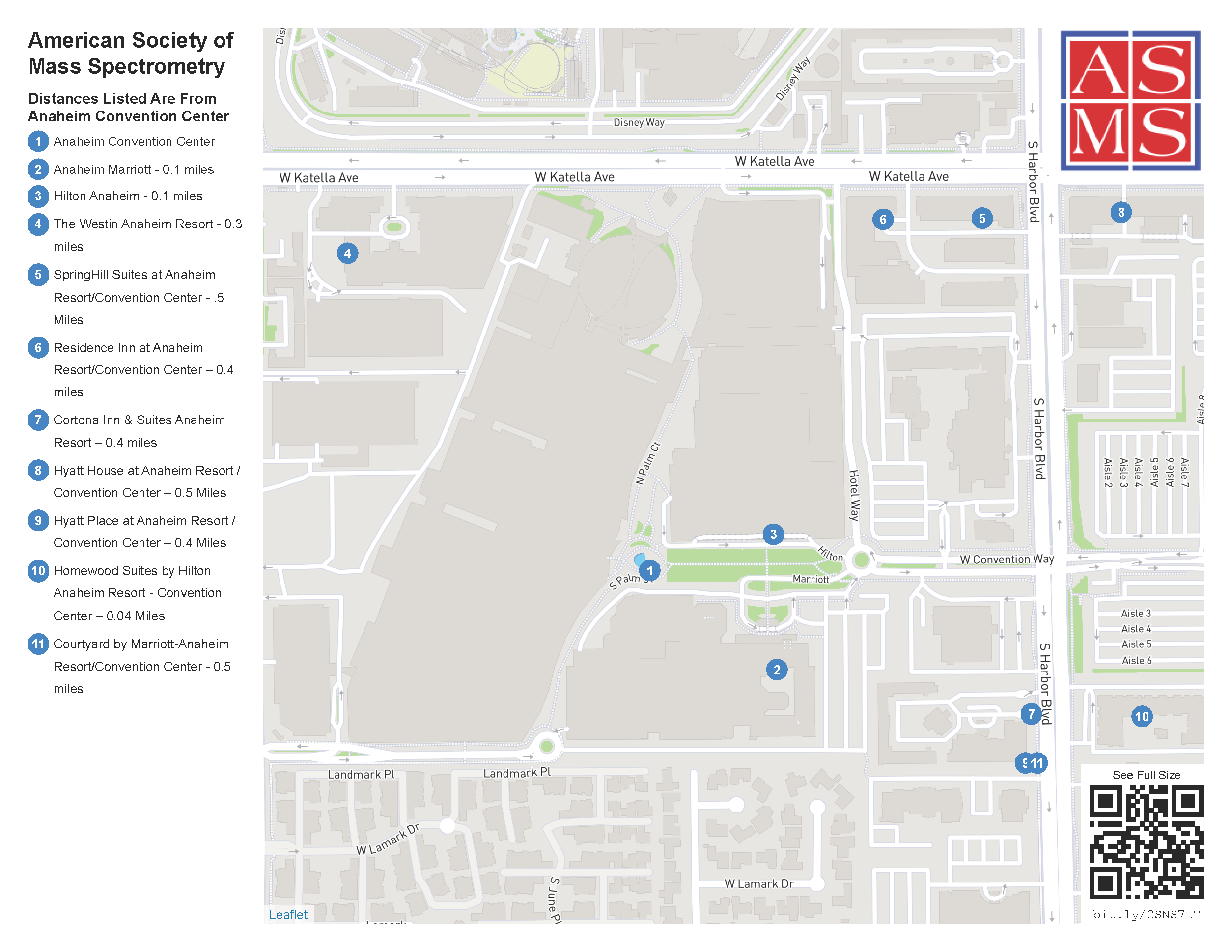 Hotel Map for ASMS 2024 in Anaheim, CA- QR Code