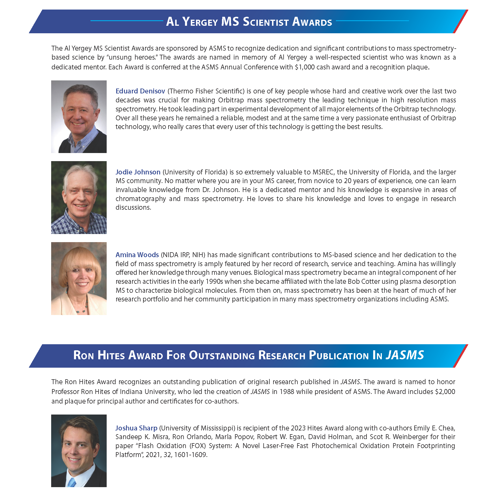 ASMS Award Recipients 2023