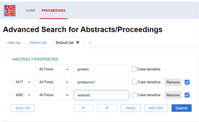 New Search Tool New Search Tool- Shows pop-up that displays how to search using Abstract Properties