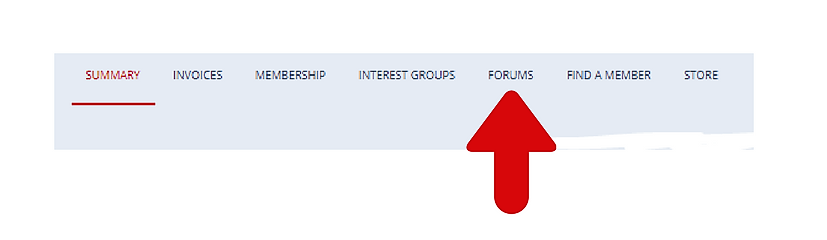 Red Arrow under "Forums"